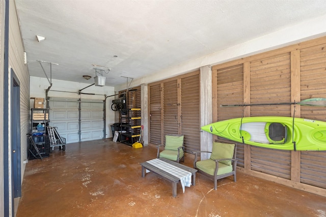 garage with a garage door opener