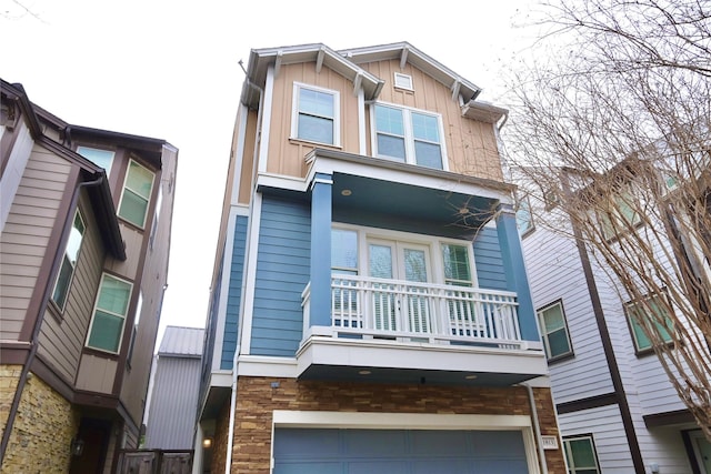 exterior space featuring a garage