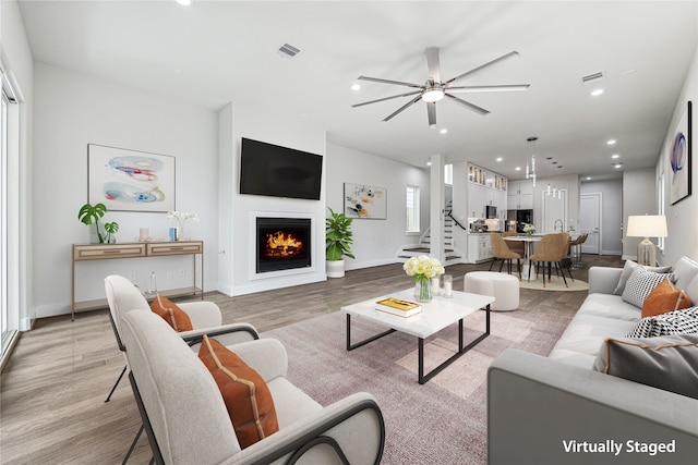 living room featuring light hardwood / wood-style flooring