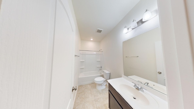 full bathroom with tile patterned floors, vanity, toilet, and shower / washtub combination