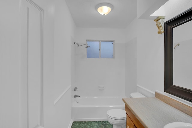 full bathroom with vanity, tile patterned floors, toilet, and shower / bath combination