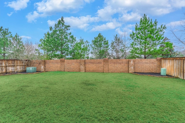 view of yard featuring a fenced backyard