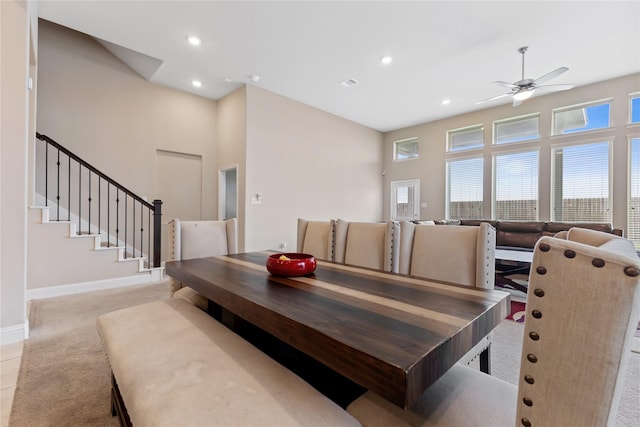 dining area featuring ceiling fan