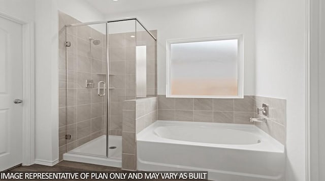 bathroom with plus walk in shower