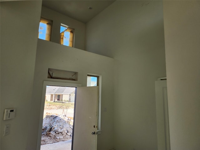 entryway with a high ceiling