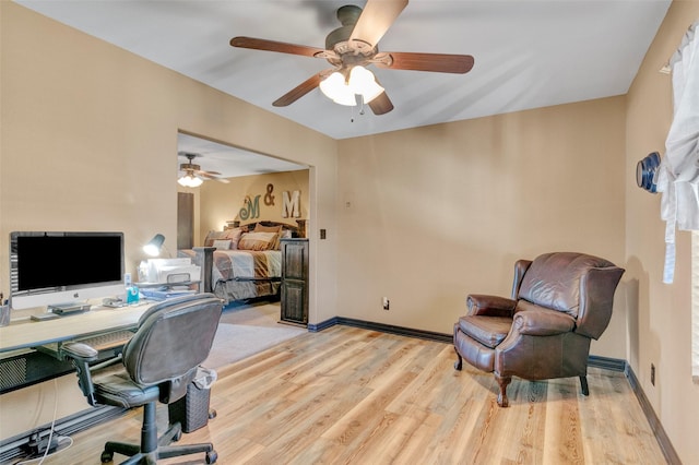 office space featuring light hardwood / wood-style floors