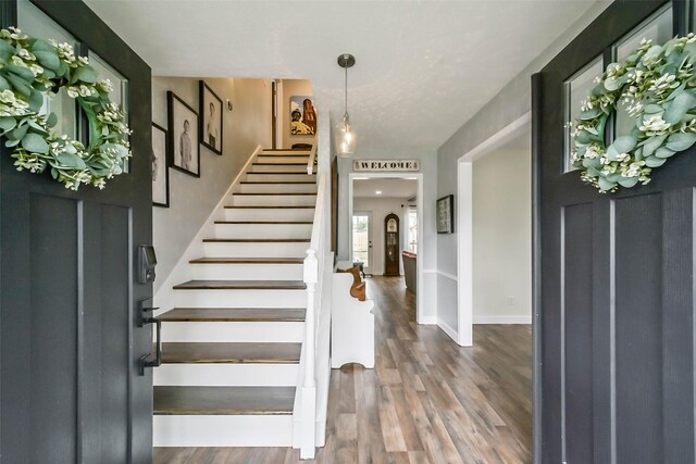 entrance foyer with dark hardwood / wood-style flooring