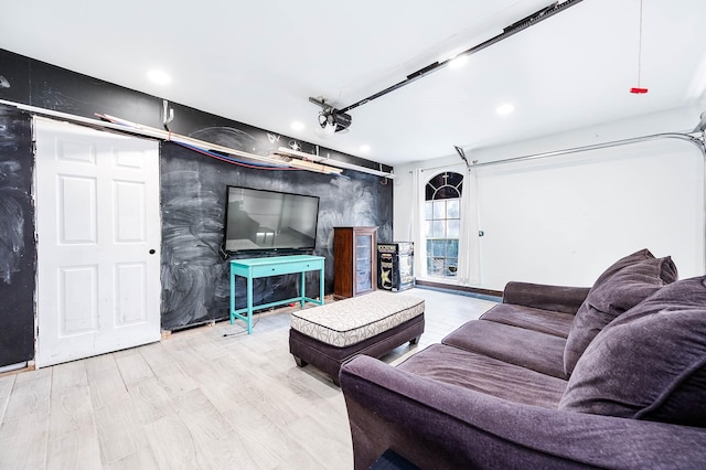 living room with light hardwood / wood-style floors