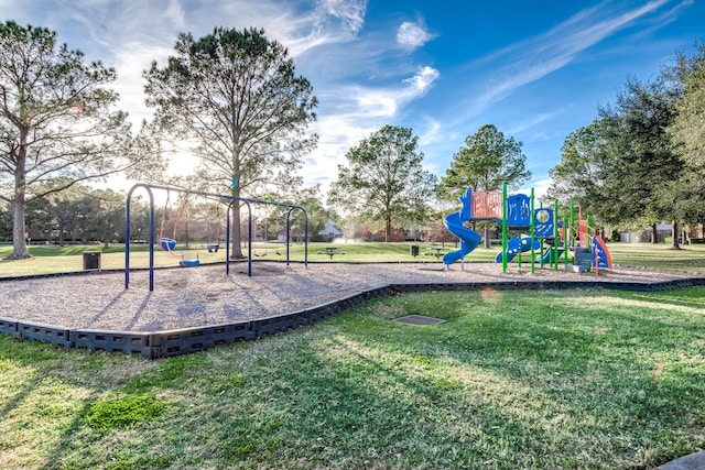 view of playground featuring a yard