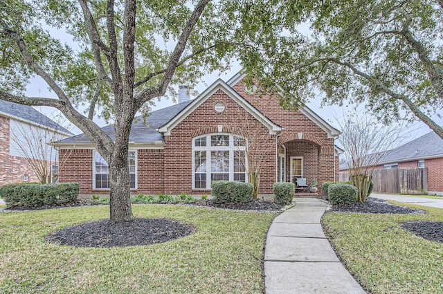 view of front of property featuring a front yard