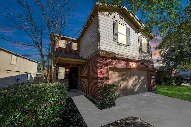 view of front of home with a garage