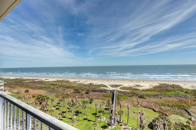 property view of water with a beach view