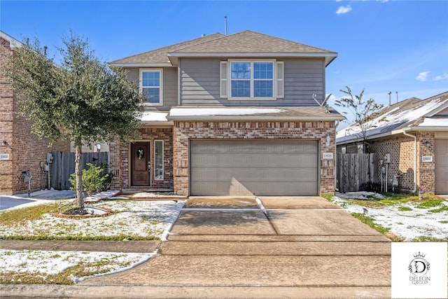 front of property with a garage