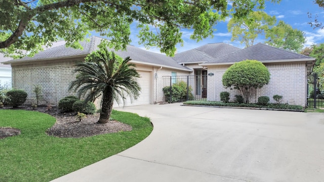 single story home with a garage