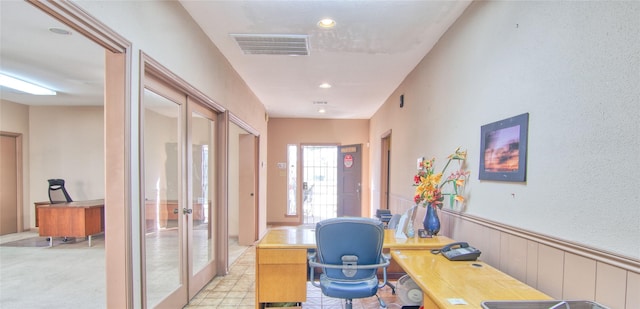 home office featuring french doors