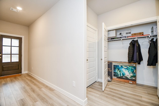 interior space with light hardwood / wood-style floors