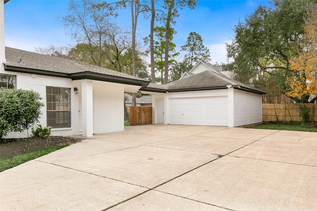 exterior space with a garage