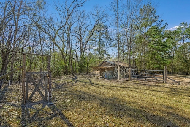 view of yard with an outbuilding