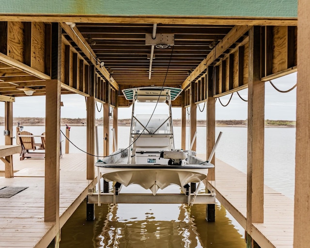 view of dock featuring a water view