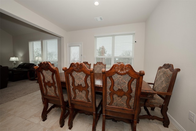 view of tiled dining space