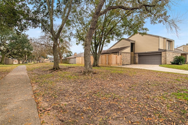 exterior space featuring a garage