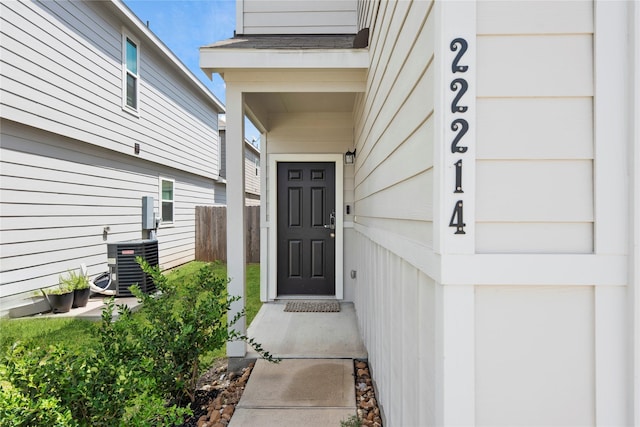 property entrance with cooling unit