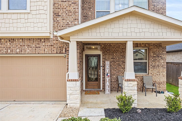 doorway to property featuring a garage