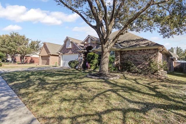 view of front of house with a garage and a front yard