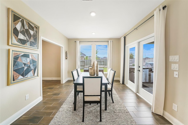 dining room featuring french doors