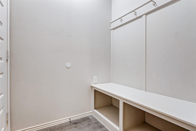 mudroom with hardwood / wood-style flooring