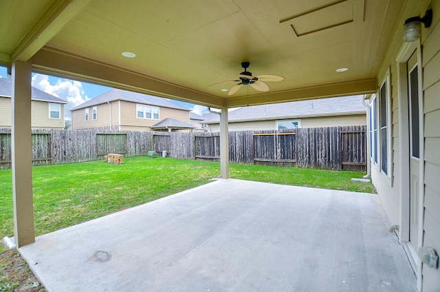 view of patio / terrace featuring ceiling fan