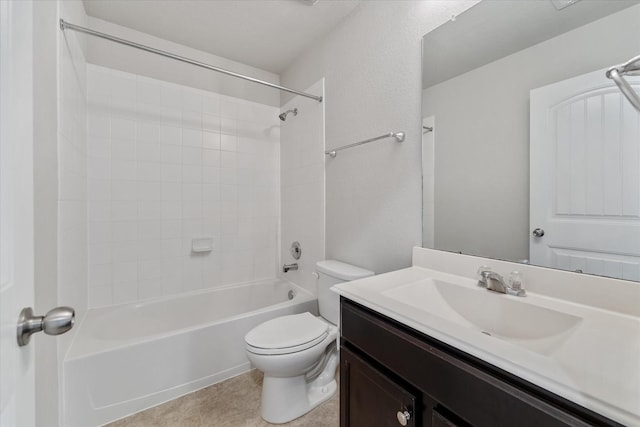 full bathroom featuring vanity, toilet, and tiled shower / bath combo