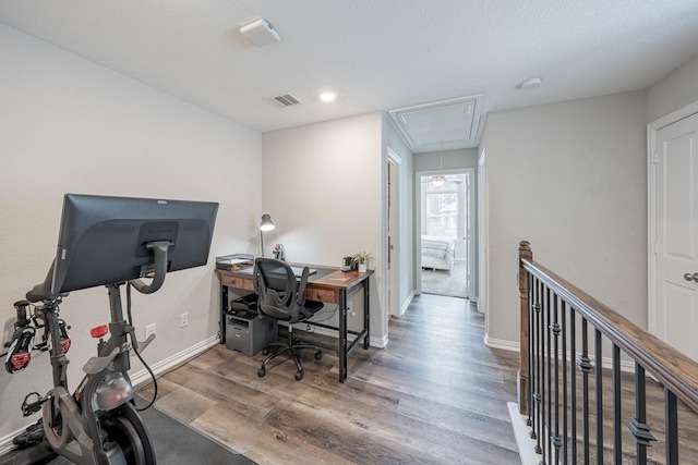 office space featuring hardwood / wood-style floors