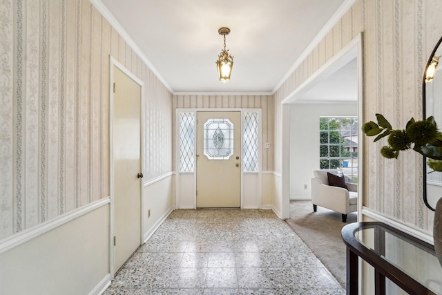 entrance foyer with ornamental molding