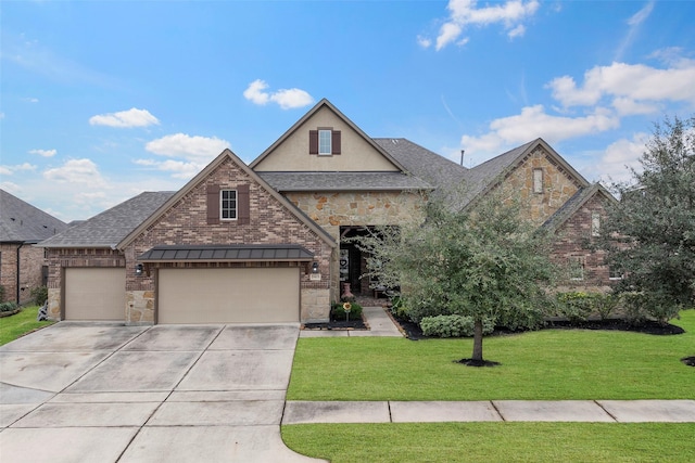 view of front of home with a front lawn