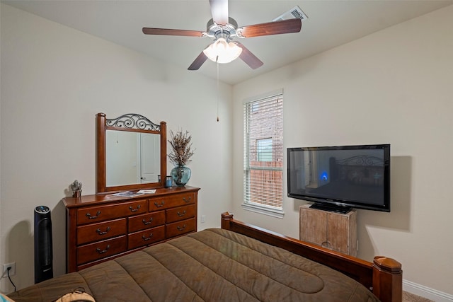 bedroom with carpet floors and ceiling fan