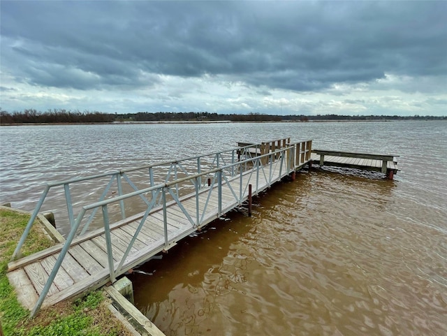 dock area featuring a water view