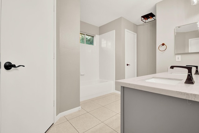 bathroom featuring tile patterned floors, vanity, and shower / tub combination