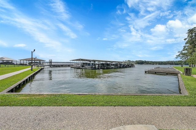 dock area featuring a water view