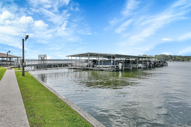 dock area featuring a water view