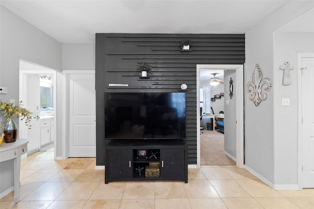 interior details with ceiling fan