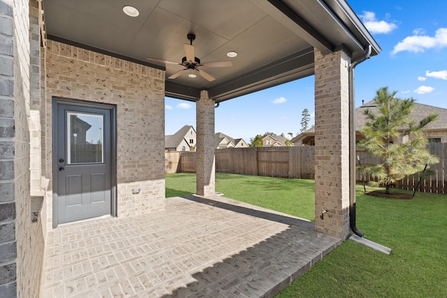 view of patio / terrace with ceiling fan