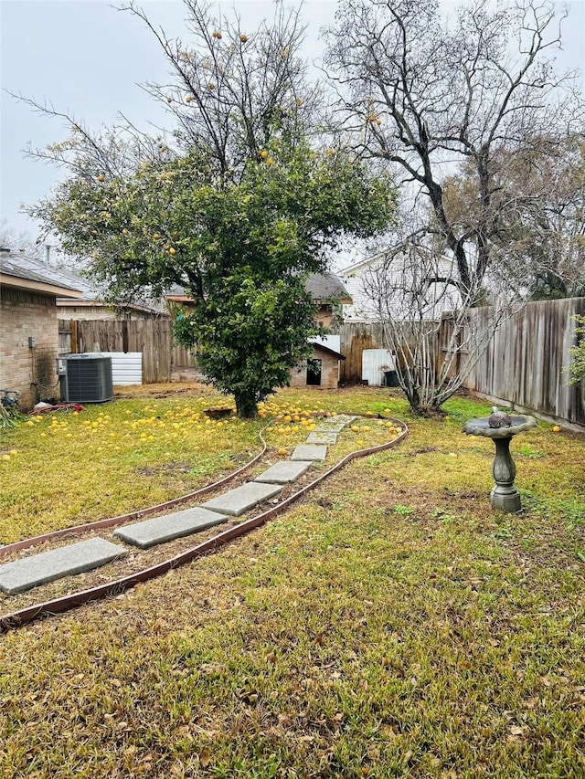 view of yard with central air condition unit