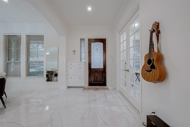 entrance foyer featuring french doors