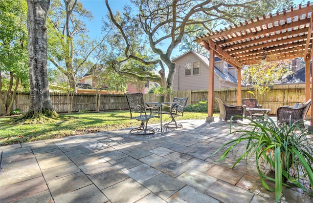 view of patio / terrace featuring a pergola