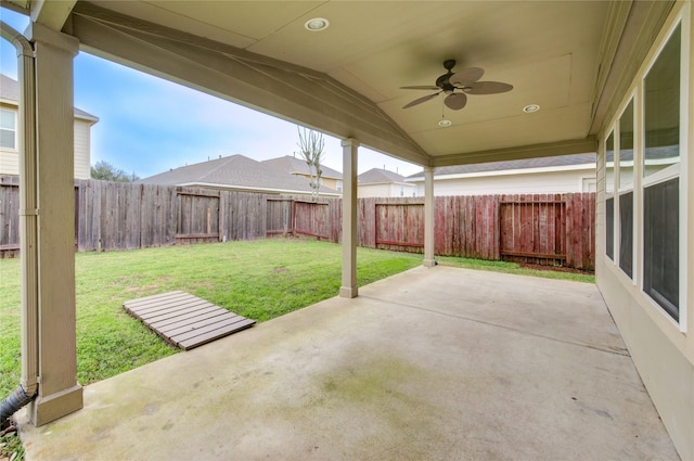 view of patio with ceiling fan