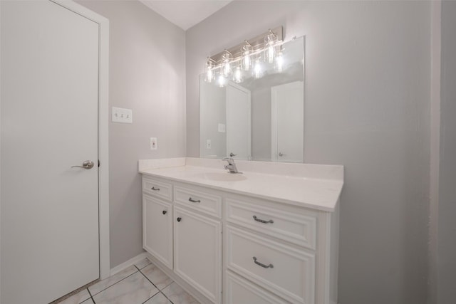 bathroom with vanity and tile patterned floors