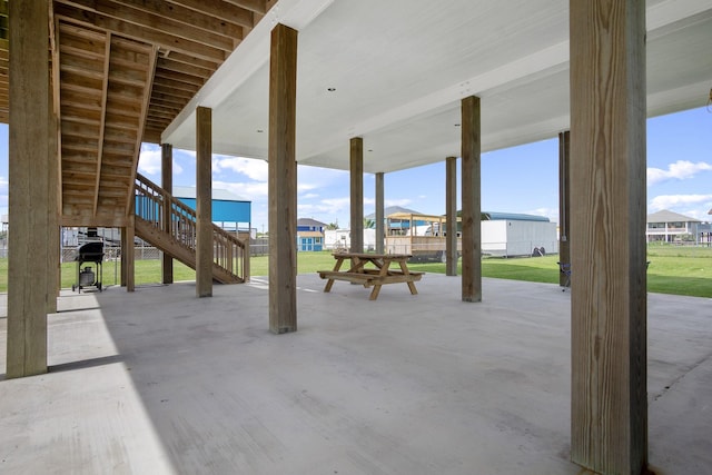 view of patio with stairway