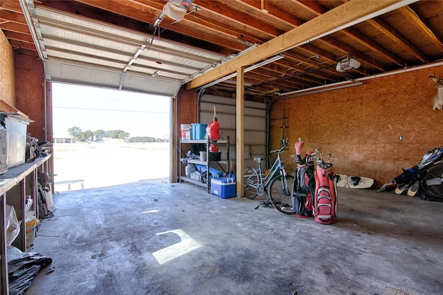 garage with a garage door opener