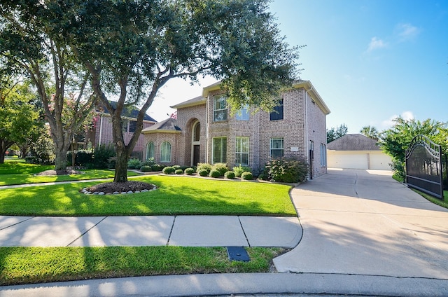 view of front of home featuring a garage and a front yard